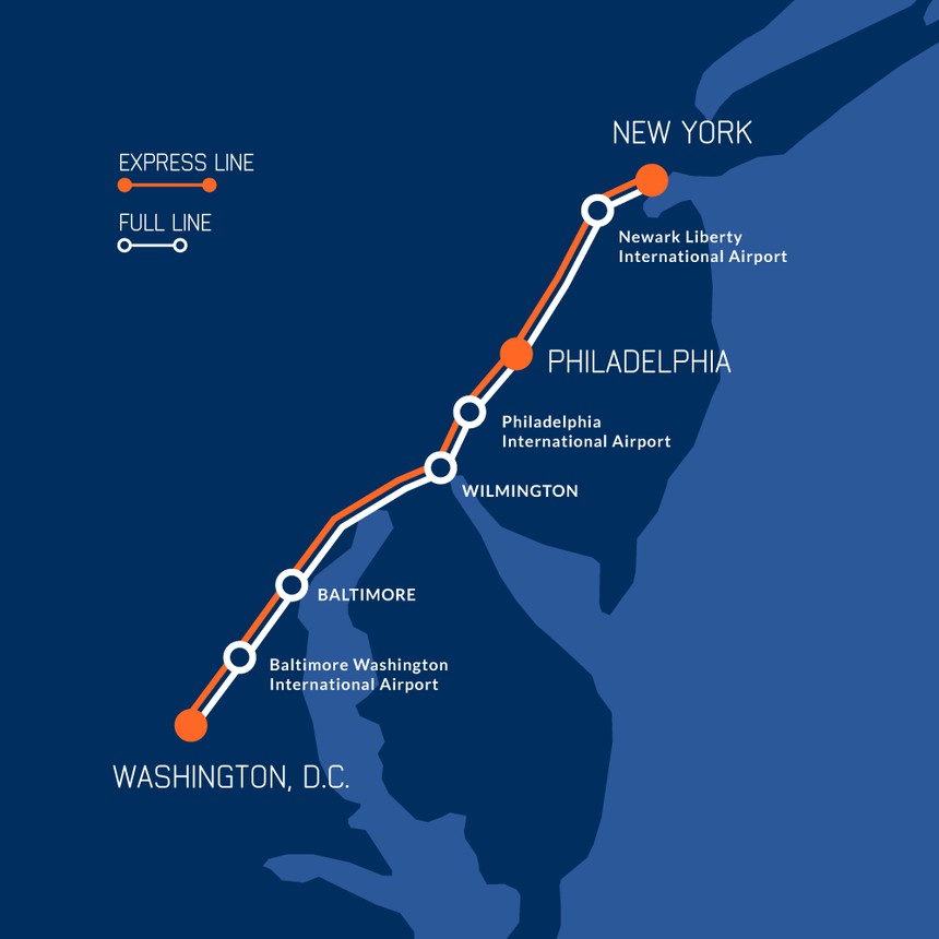 The Northeast Maglev line map
