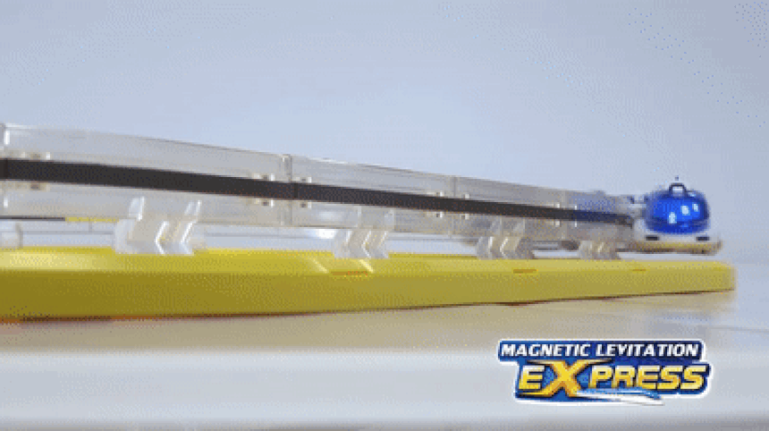 Magnetic Levitation Express train levitating and pressed by fingers