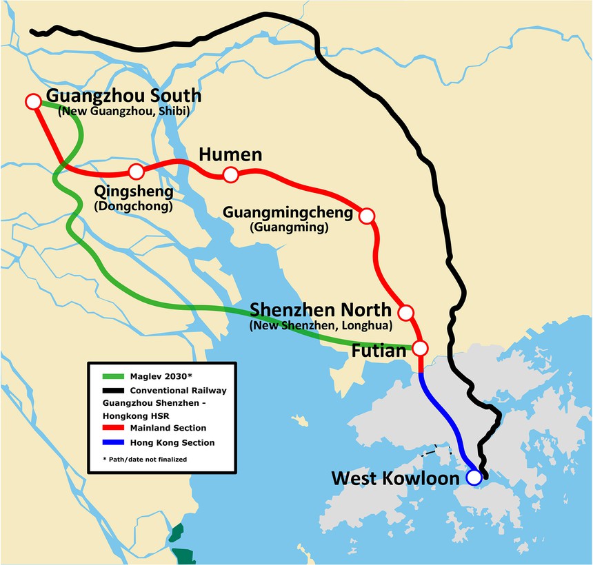 Guangzhou Shenzhen Maglev HSR Map