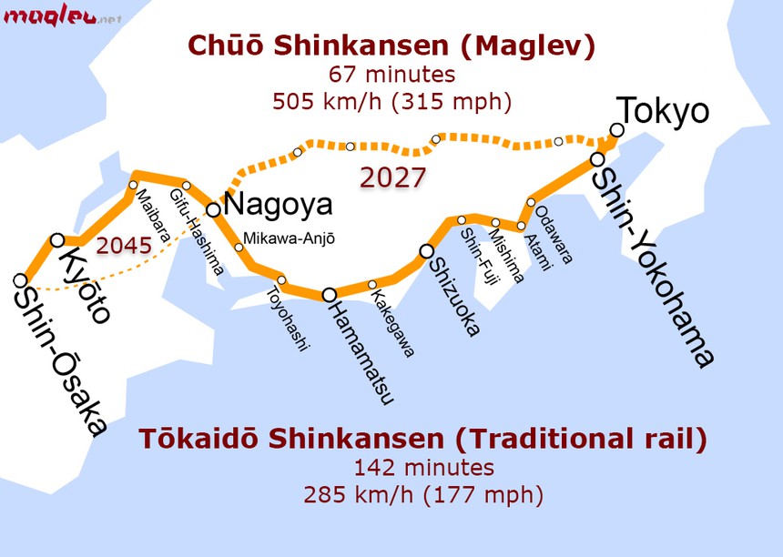 Chuo Shinkansen Maglev Map
